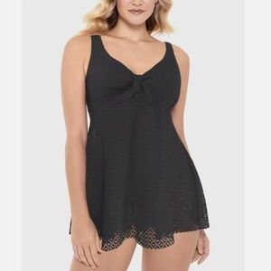 Swim Solutions Crocket Bow Front Black Swim Dress Size 12